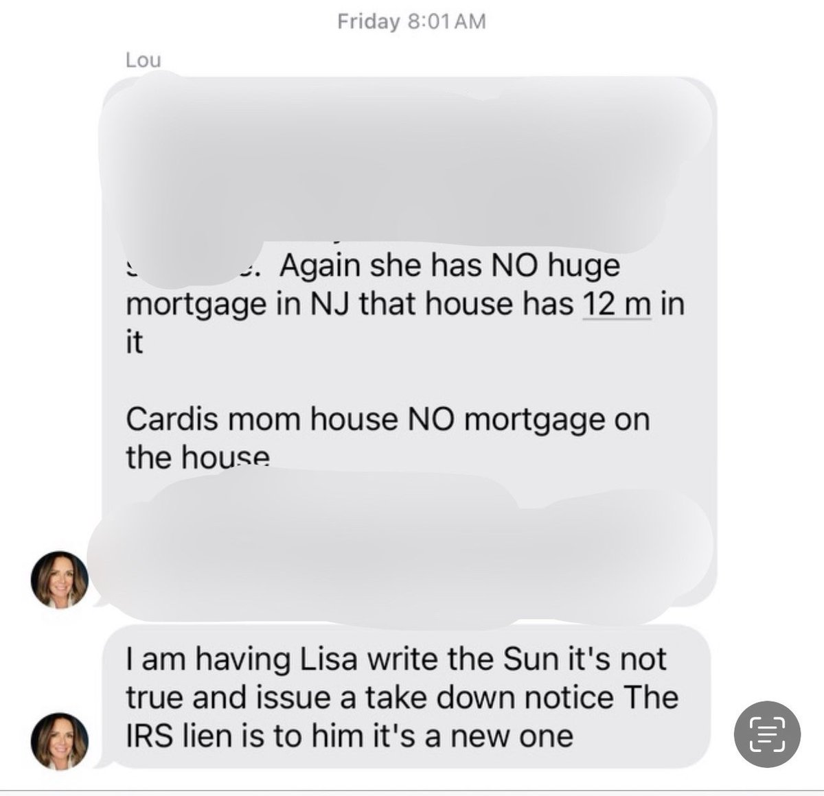FreeBritneyFR81's tweet photo. Cardi B shares text messages with Lou Taylor. https://t.co/Fm8IQPJ8xV