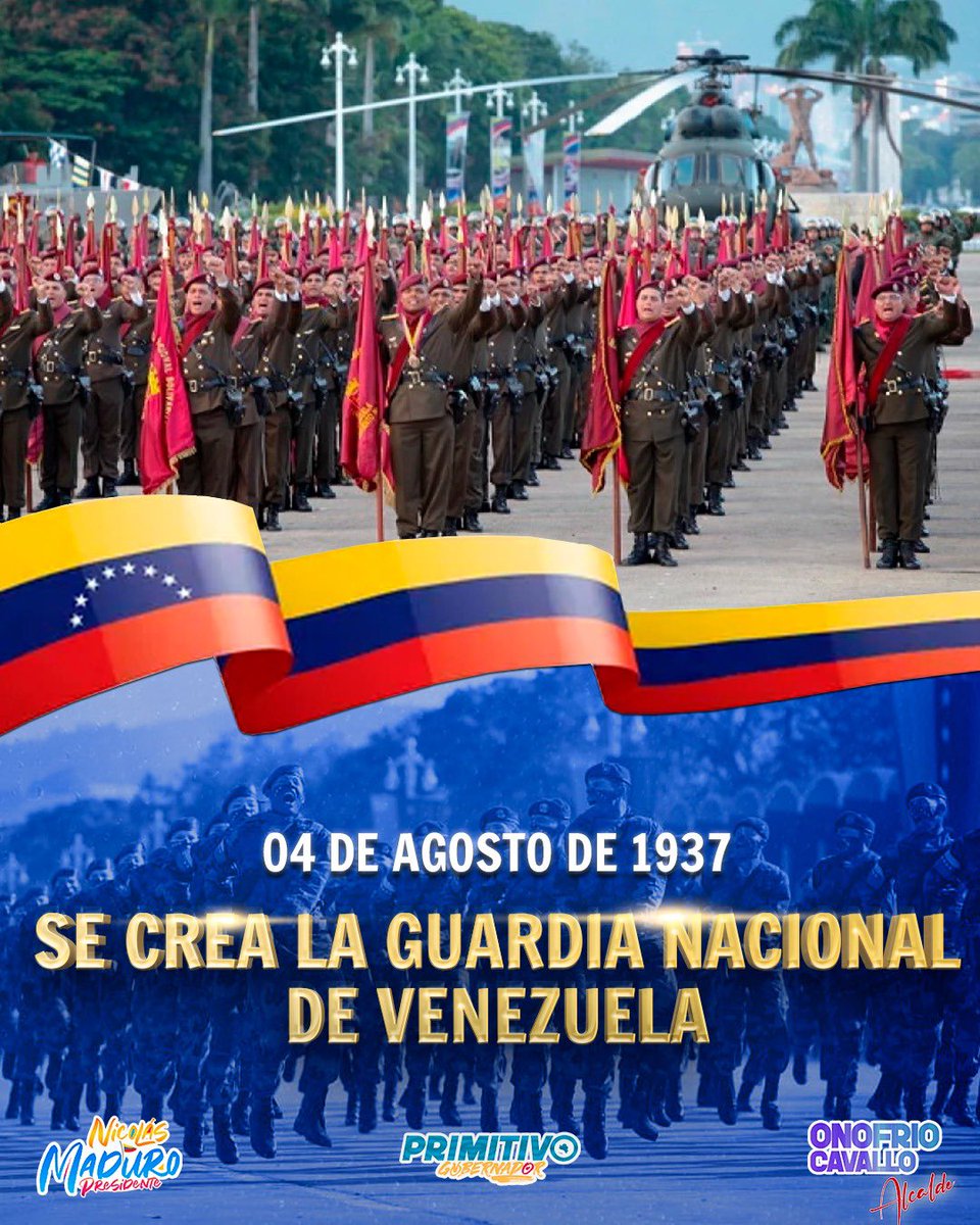 Celebramos hoy el 87º Aniversario de la Guardia Nacional Bolivariana, componente fundamental de nuestra Fuerza Armada Nacional Bolivariana.

Nuestro reconocimiento pleno, por ser garantes de la Paz

“El Honor es su Divisa” 

#VenezuelaPazYJusticia
#VenezuelaNuestraPortuguesa
