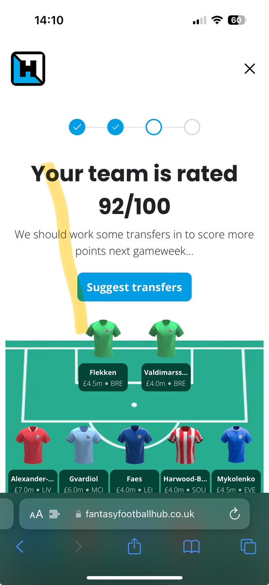 StevoJay's tweet photo. @FPL__Raptor @FFH_HQ I got 92 with this no Haaland and Salah draft. https://t.co/jijPfuLegA