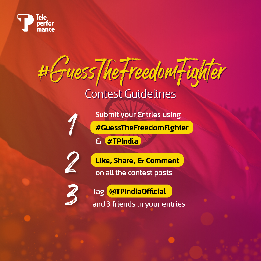 TPIndiaOfficial's tweet photo. Participate in the #GuessTheFreedomFighter Contest and follow these guidelines to win vouchers worth Rs. 1000 each!

The contest ends on Aug 30th, 2024.

The first question will be posted tomorrow at 1 PM!
Stay Tuned!

#TPIndia #ContestAlert #IndependenceDayContest #Contest https://t.co/xrTzzGkJVf