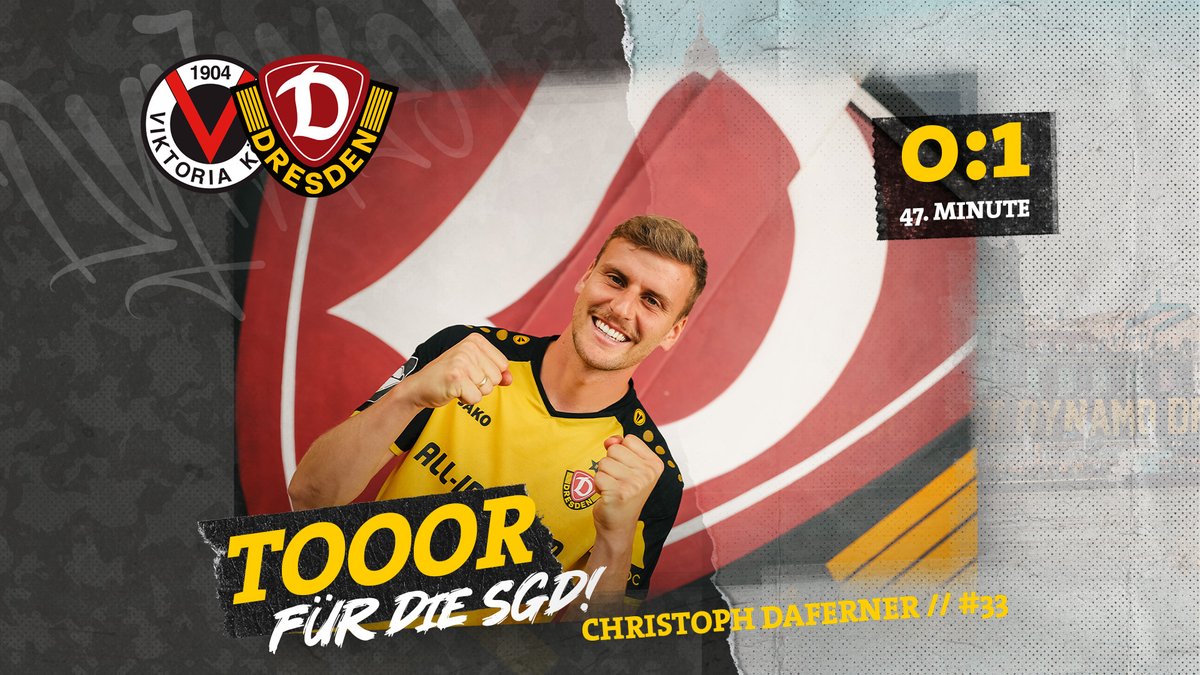 DynamoDresden's tweet photo. 47' JAAAA! Perfekter Start in den zweiten Durchgang. Daferner trifft vom Punkt zur Führung! 💪 #VIKSGD 0:1 #sgd1953 https://t.co/eVo4KJ6Cft