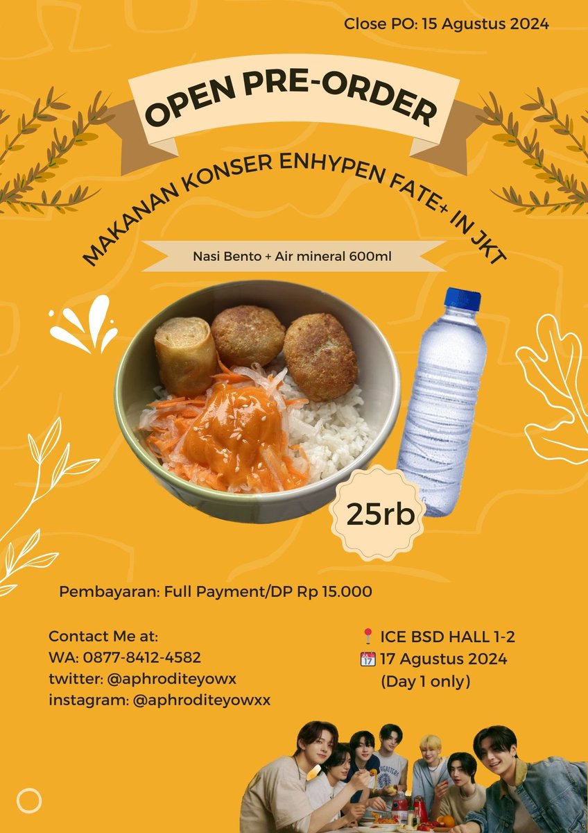 aphroditeyowx's tweet photo. ༄ Help RT &amp; Like ༄

— Open Pre-Order —
Hi Engene! Aku open PO nasi bento untuk konser Enhypen Fate+ in Jakarta nih!!🤩

✧ Incl alat makan
📍ICE BSD
📅 17 Agst (Day 1 only)
💰 BCA/shopay/dana

📩 DM for more details
💬 087784124582 (Dita)

#FATEPLUS_IN_JAKARTA #ENHYPEN https://t.co/uTixMr0zuf