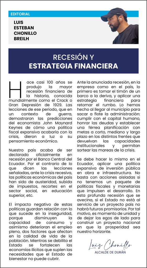 CHONILLOec's tweet photo. EDITORIAL
RECESIÓN Y ESTRATEGIA FINANCIERA https://t.co/4t9SFTA52J