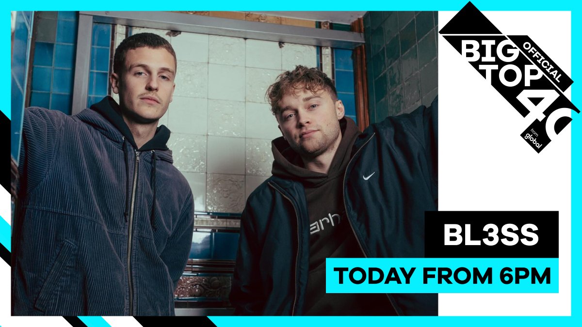 BigTop40's tweet photo. We've got #BL3SS joining @ItsWillManning on the show just after 6pm to see if 'Kisses' continues to climb the top 10! 💋

Listen live on @GlobalPlayer👇
https://t.co/7L1C2cmEwR https://t.co/uG3NovOgdO