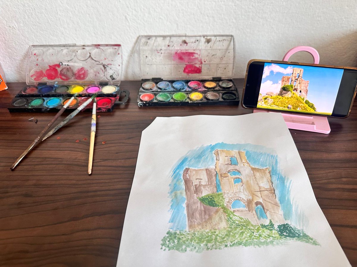 izmirhigh's tweet image. Corfe kalesi,İngiltere.Corfe Castle için 20 dk hobi olarak yaptığım resmi bitirdim.Japon 1 sene sonra giderse kraliyet ailesine ait atları çizerim :) #corfe #corfecastle #Japonneyapsın #ingilterede #kuryumatsuki