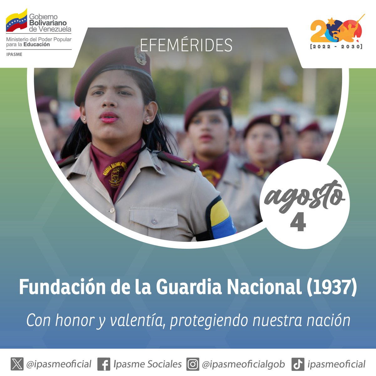 Ipasme Oficial (@ipasmeoficial) on Twitter photo #Efemérides || Fundación de la Guardia Nacional (1937)
Orgullosos por la existencia de nuestra <a href="/GnbGaranteDePaz/">GNB Garantía de Paz!!!</a>, que, como pilares de protección y servicio, han sido desde 1937 guardianes incansables de nuestra seguridad y bienestar.
#VenezuelaPazYJusticia
<a href="/NicolasMaduro/">Nicolás Maduro</a> #Efemérides || Fundación de la Guardia Nacional (1937)
Orgullosos por la existencia de nuestra <a href="/GnbGaranteDePaz/">GNB Garantía de Paz!!!</a>, que, como pilares de protección y servicio, han sido desde 1937 guardianes incansables de nuestra seguridad y bienestar.
#VenezuelaPazYJusticia
<a href="/NicolasMaduro/">Nicolás Maduro</a>