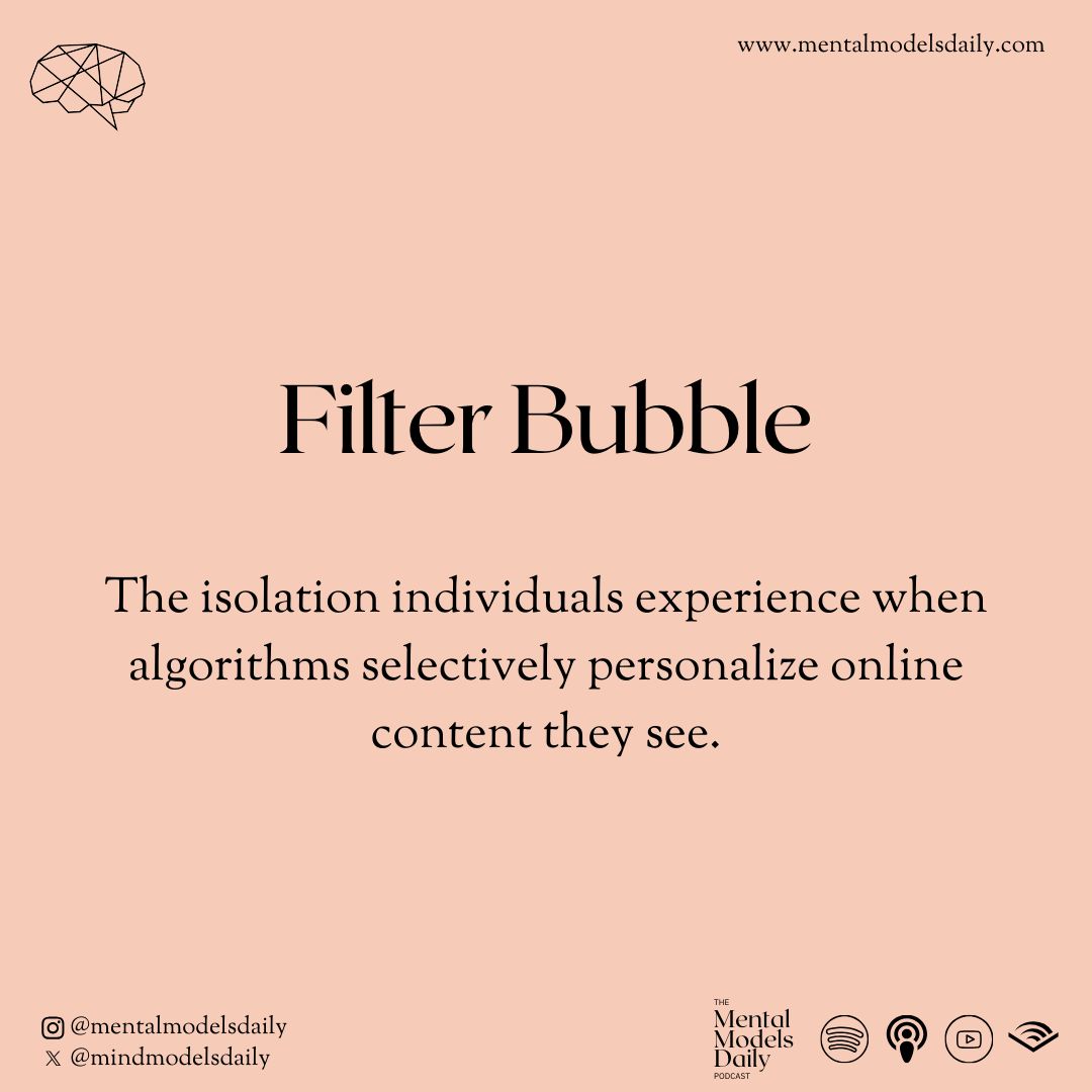 mindmodelsdaily's tweet image. 🔍 Filter Bubble: When algorithms narrow our worldview.
Personalized content can trap us in a cycle of familiar ideas. Break free by actively seeking diverse information. Burst your bubble. Explore something new!
#FilterBubble #DigitalLiteracy #AlgorithmBias #InformationDiversity