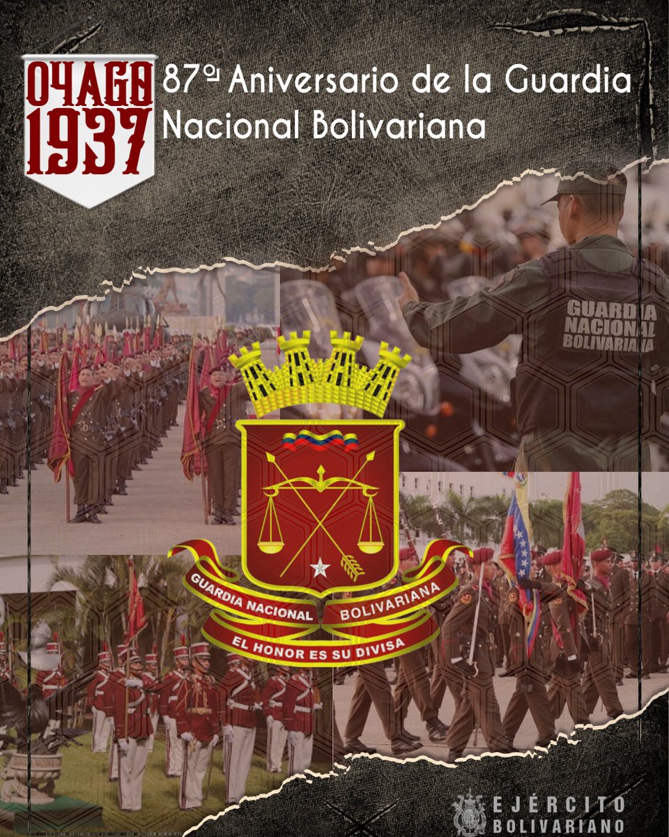 ejercito_ve's tweet photo. 🇻🇪 #Efemeride || Celebramos  el 87° Aniversario de nuestra Gloriosa Guardia Nacional Bolivariana.  Quienes con valentía y compromiso defienden la soberanía y la paz de nuestra amada Venezuela. #SoloUnidosVenceremos https://t.co/aLHIQoKt0D