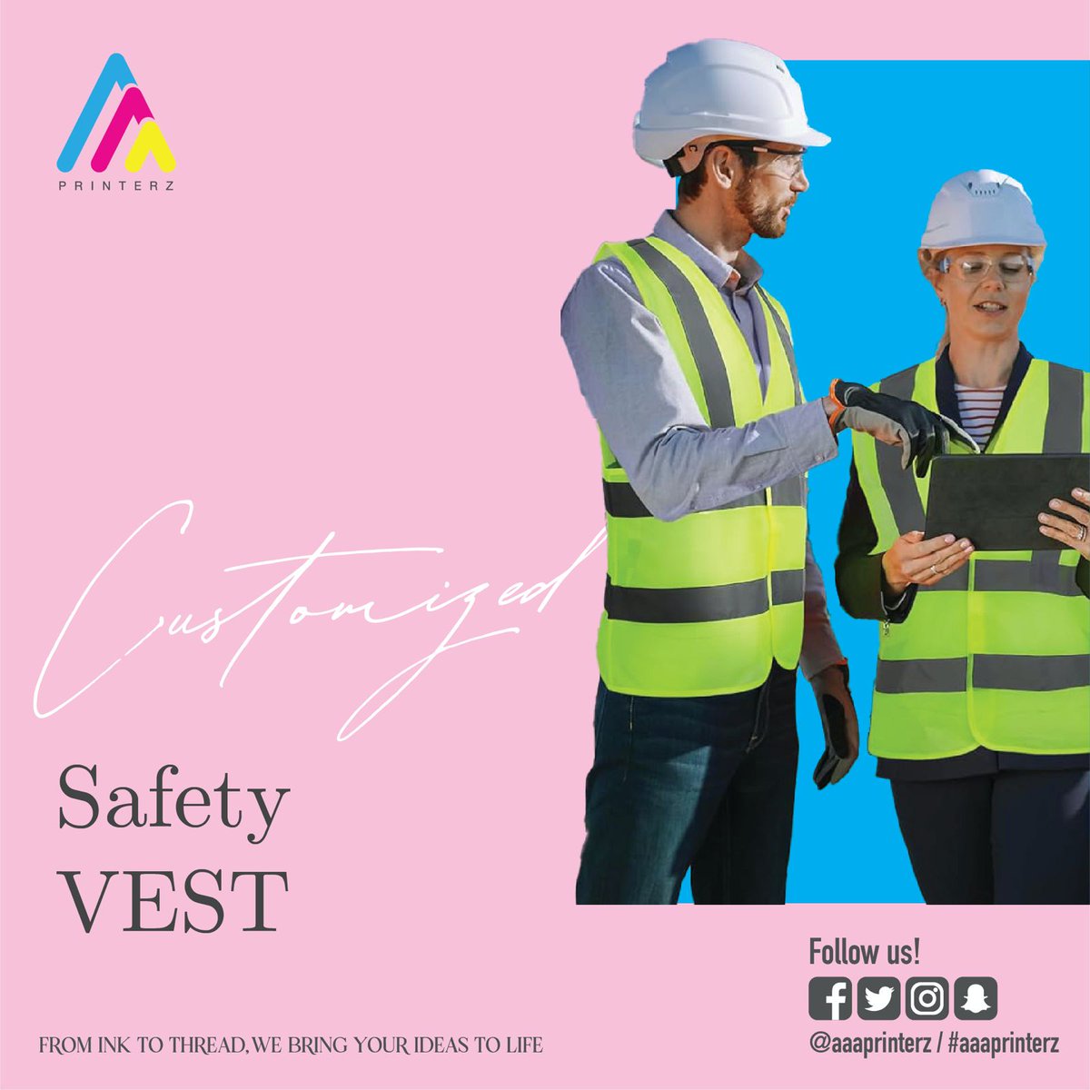 aaaprinterz's tweet photo. Enhance safety and branding with our Customized Safety Vests! Add your business name or logo. Order at https://t.co/1FR4yNeXfC or WhatsApp 36618183. 
#safetyvest #customworkwear #bahrain https://t.co/dVdt3NdFG6