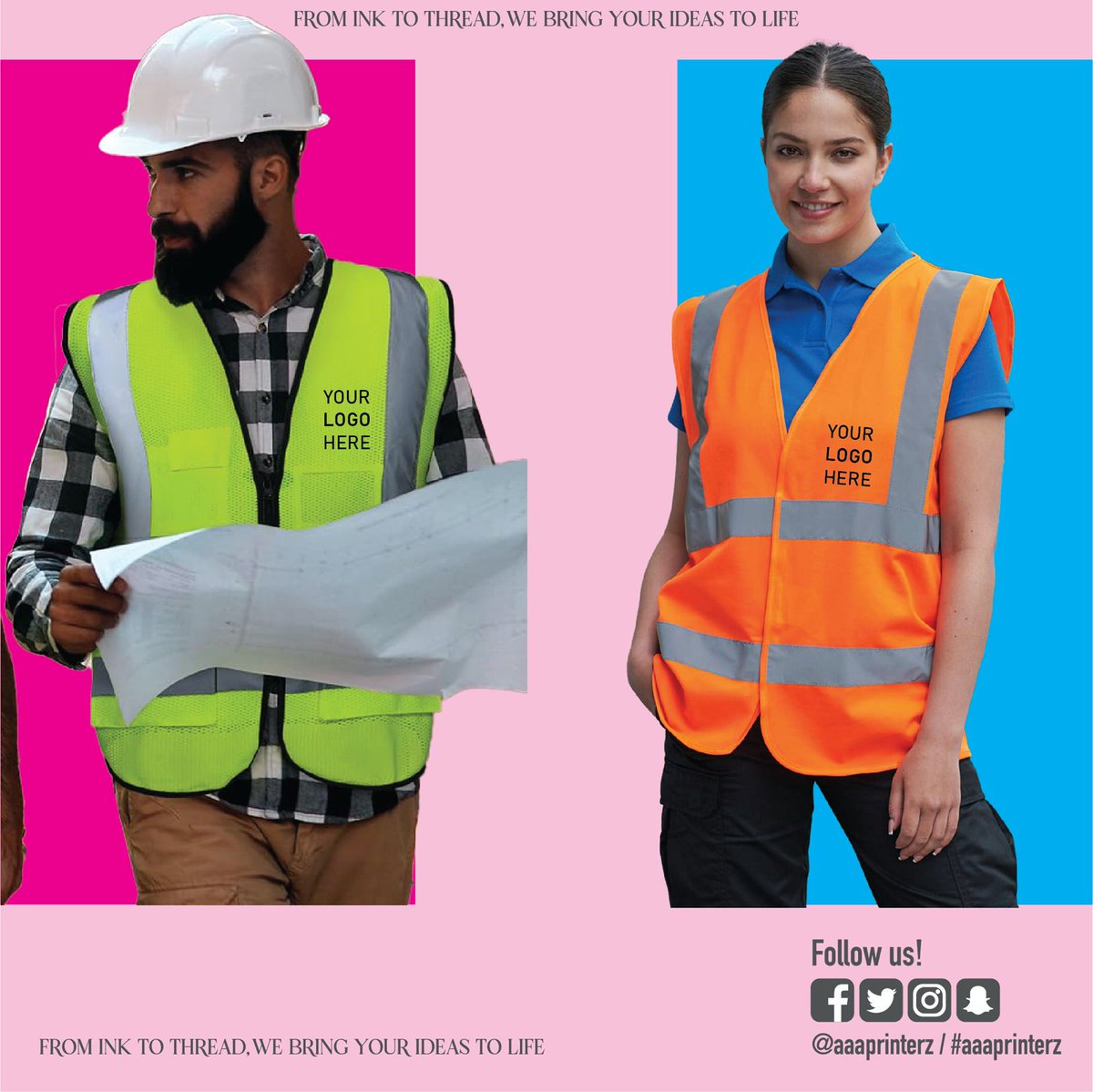 aaaprinterz's tweet photo. Enhance safety and branding with our Customized Safety Vests! Add your business name or logo. Order at https://t.co/1FR4yNeXfC or WhatsApp 36618183. 
#safetyvest #customworkwear #bahrain https://t.co/dVdt3NdFG6