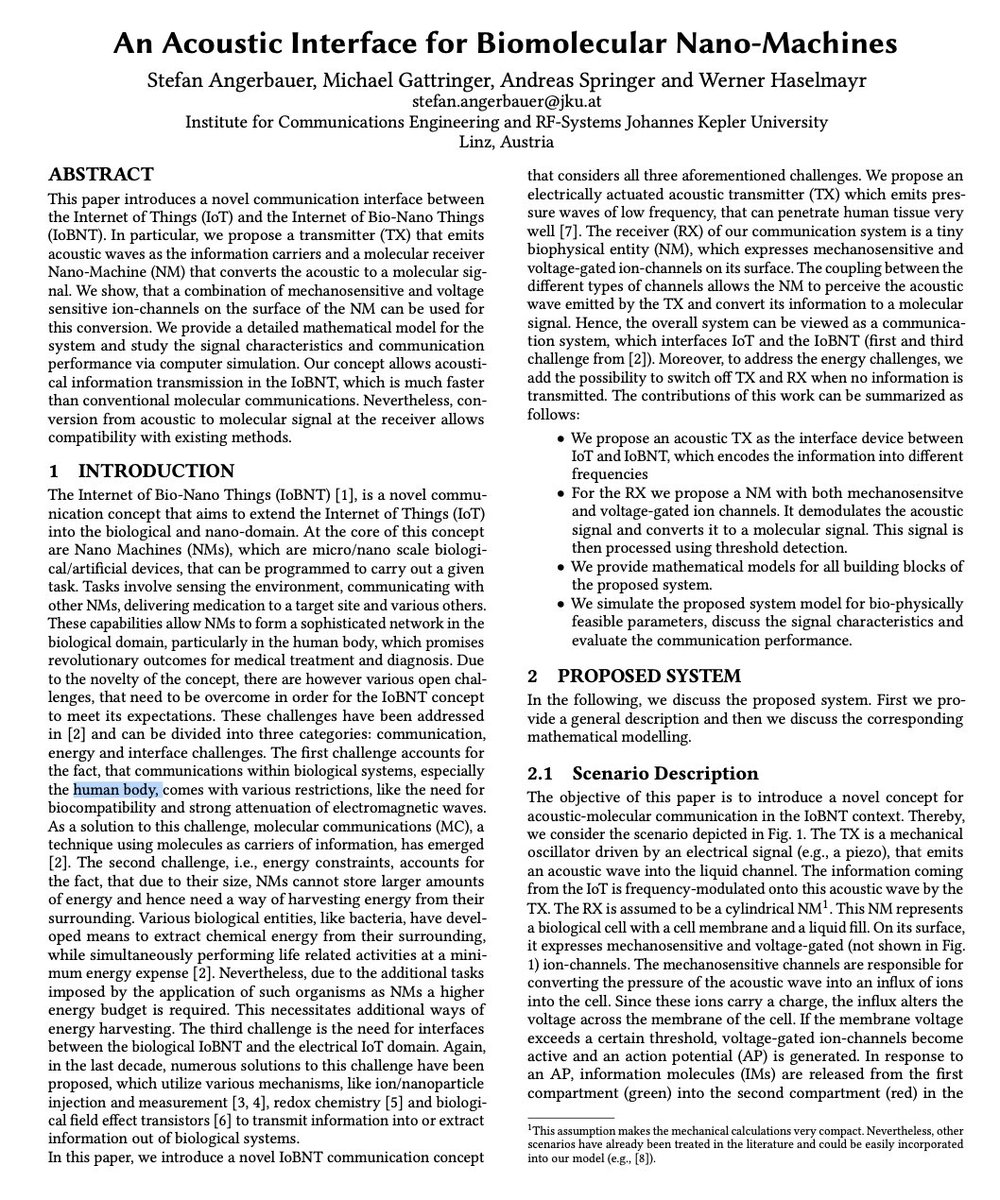 CorinneNokel's tweet photo. INTRA-BODY INTERNET
#IoBNT
#MolecularCommunication
#BioCyberInterface
An Acoustic Interface for Biomolecular Nano-Machines
https://t.co/aiIc81k9xj https://t.co/sZ2yFUJx1T