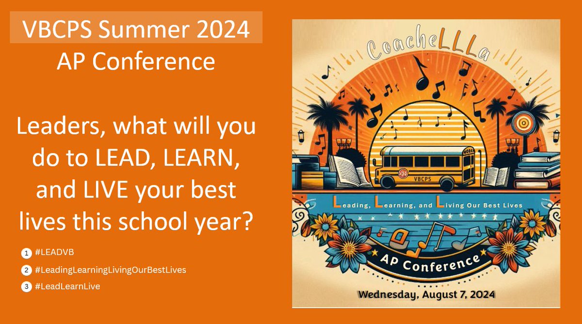 DrPFrance's tweet image. @vbschools leaders, what will you do to LEAD, LEARN, and LIVE your best lives this school year?  Share your thoughts with us and tag a leadership friend!
#LeadVB #LeadingLearningLivingOurBestLives #LeadLearnLive