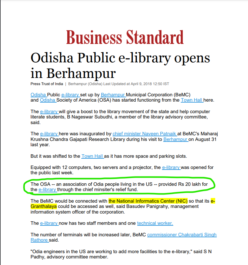 nishikanta_s's tweet image. @CMO_Odisha
@MohanMOdisha 
@DeoKalikesh
Many Thanks For Allocation of 50 Lakhs for New Libraries &amp;amp; 20 Lakhs for Renovation of Libraries
NRO Supported Berhampur e-library is Making Wonders. Hope to See Transformation in Other Libraries in Odisha Soon
#OdishaPublicLibraryVision2024