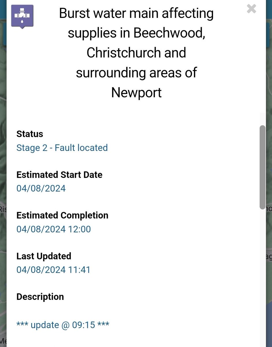 mines_art's tweet photo. @DwrCymru any updates on the water issues affecting NP19? No updates for over 2hrs now? https://t.co/wD6jn3yeTf