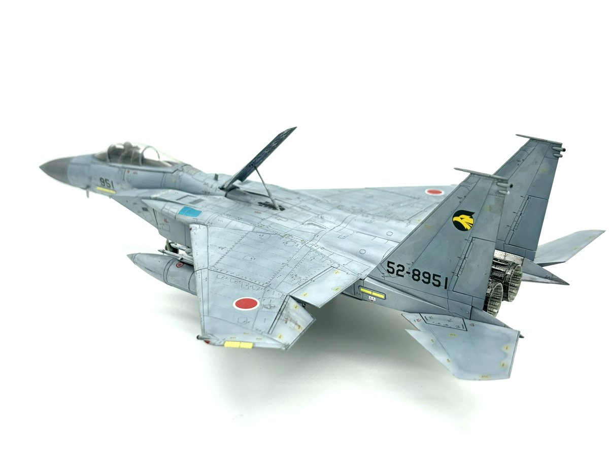 mewmew1001mew's tweet photo. Finemolds 1/72 J.A.S.D.F. F-15J finished😀
⁡
 Painted using VIC color ,TAMIYA acrylic and CREOS aqueous. Weathered w/ TAMIYA panel accent color.
⁡
#finemolds  #creos #tamiya #vichobby #viccolor #f15 #f15j #jasdf #72ndscale #172ndscale #eagle #airmidels #ファインモールド https://t.co/wiweX1Vnhx