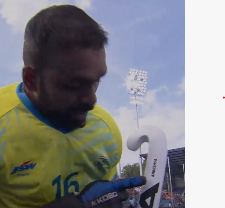 Sushyam's tweet photo. The wall @16Sreejesh shows us his pillar of strength .  What a man. 🥅🏑 #Hockey #Paris2024 #LifeGoalKeeper @TheHockeyIndia @FIH_Hockey https://t.co/Kk8zseq4yy