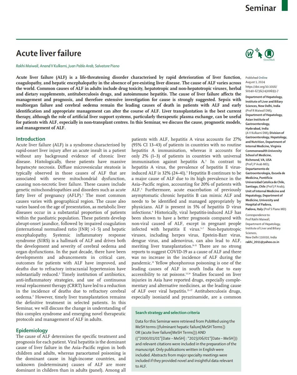 Leo_Santo5's tweet photo. 💎 Falla Hepática Aguda 🧐

📜Definición
📊Epidemiología
⚠️Prevención
🧬Fisiopatología
❎Escalas Pronósticas
🩺Abordaje y Manejo
🤖Terapias de Soporte
🔪Transplante

🔰📚The Lancet 2024

https://t.co/XgVJIULwR6

Enlace a Artículo Completo 👇🏽✅🆓https://t.co/xumUMHaxVK https://t.co/OSz6q1lC04