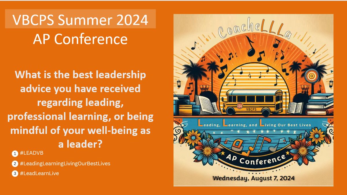 DrPFrance's tweet image. What is the best leadership advice you have received regarding leading, professional learning, or being mindful of your well-being as a leader?  #LeadVB #LeadingLearningLivingOurBestLives #LeadingLearningLiving