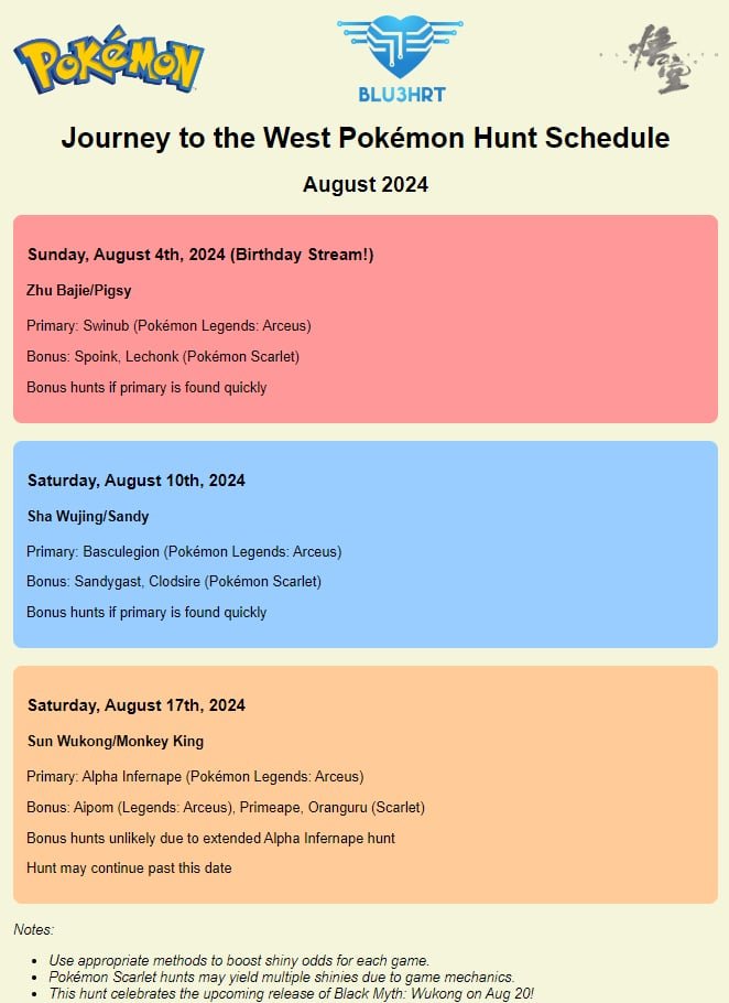 Blu3Hrt's tweet photo. 🐉✨ The Journey to the West Pokémon Shiny Hunt begins TODAY! 🐷

Join me as we kick off with Zhu Bajie/Pigsy Day, hunting Swinub, Spoink, and Lechonk!

🎂 It's also my birthday stream! 🎉

Watch the adventure unfold at https://t.co/GB8XZFDAqy

#PokemonShinyHunt #JourneyToTheWest https://t.co/nE4pqvdtek