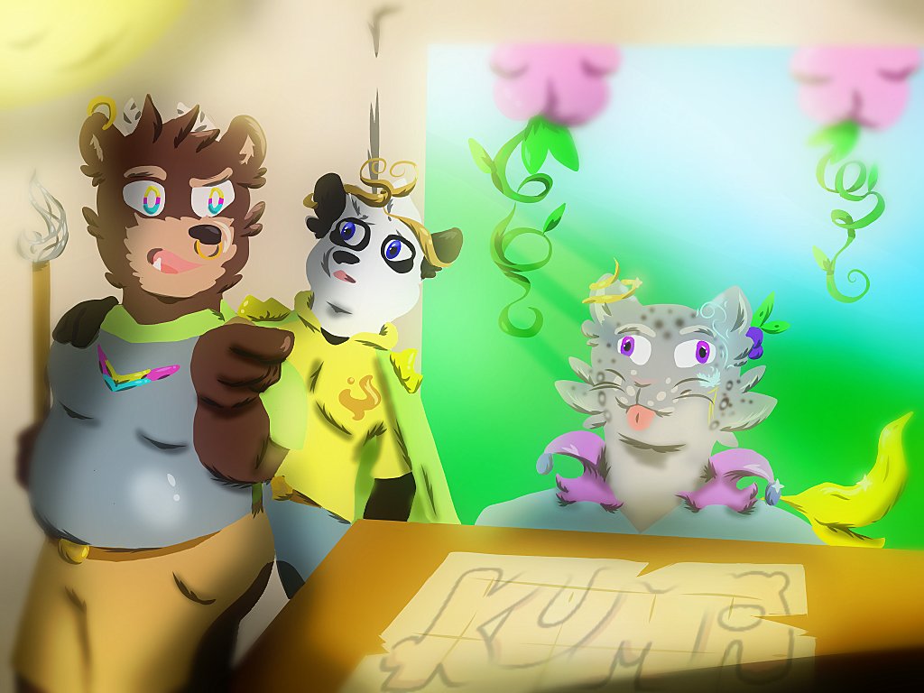 So I made a game in the server and the first winner's commission is done, Fey Magistrate Skai, the Snow Leopard, featuring @/CosmicYan and @/bluelockdown, who made the winner won the commission! PS, They love it! #furryart #furrycommission #furry