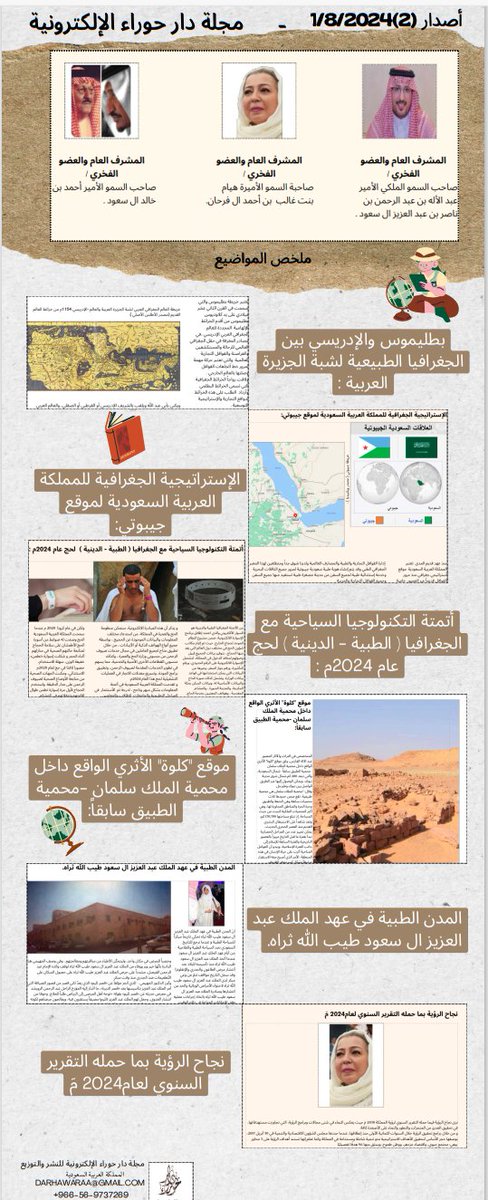 DarHawaraa's tweet photo. الأصدارالثاني مجلة دار حوراء الإلكترونية
(المشرف العام والعضو الفخري)
-صاحب السمو الملكي الأمير عبدالإله بن عبد الرحمن بن ناصر بن عبد العزيز ال سعود
-صاحبة السمو الأميرة هيام بنت غالب بن أحمد بن فرحان
-صاحب السمو الأمير أحمد بن خالد ال سعود
(رئيس مجلس الإدارة)
نجلاء حمود المحياوي https://t.co/beA14G6XYS
