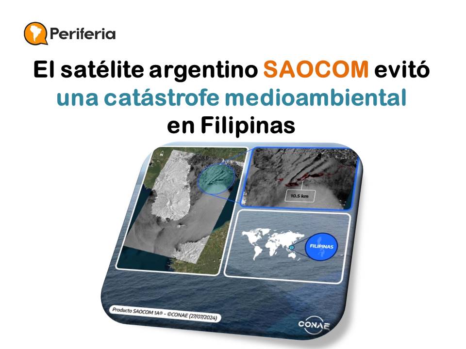 periferiacts's tweet photo. El satélite de la @CONAE_Oficial captó el hundimiento de un buque que transportaba 1,4 millones de litros de combustible industrial y permitió una intervención rápida para impedir la propagación del #derrame .
#SAOCOM #Filipinas #CONAE
https://t.co/bEFSFNTToC https://t.co/MdNzCj1hUw