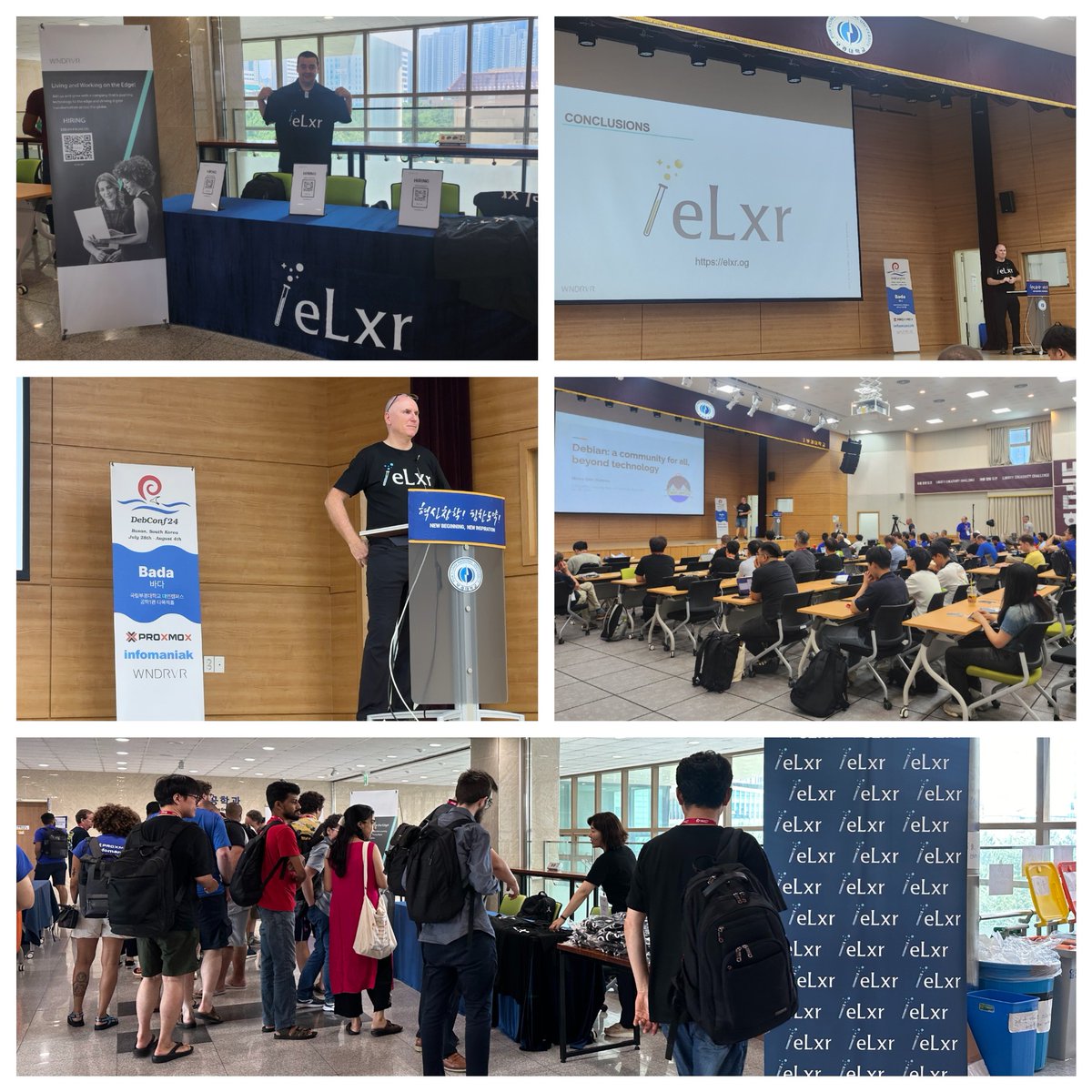 WindRiver's tweet image. The #eLxrProject team had a fantastic week at #DebConf24 introducing eLxr -- a #Debian-based #Linux distro for enterprise-grade workloads!

Visit elxr.org for more information.

 #Edge #Cloud #DebianKorea
