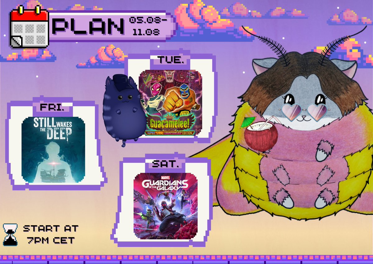 TQutsider's tweet photo. Your local hampter is back! Did you miss me? I did. 
This week will be interesting, we'll play with Vew and then some spoopy time on an oil rig, then fun time with heros in Guardians of the Galaxy.
Have a lovely week <3 https://t.co/FsatecGePh