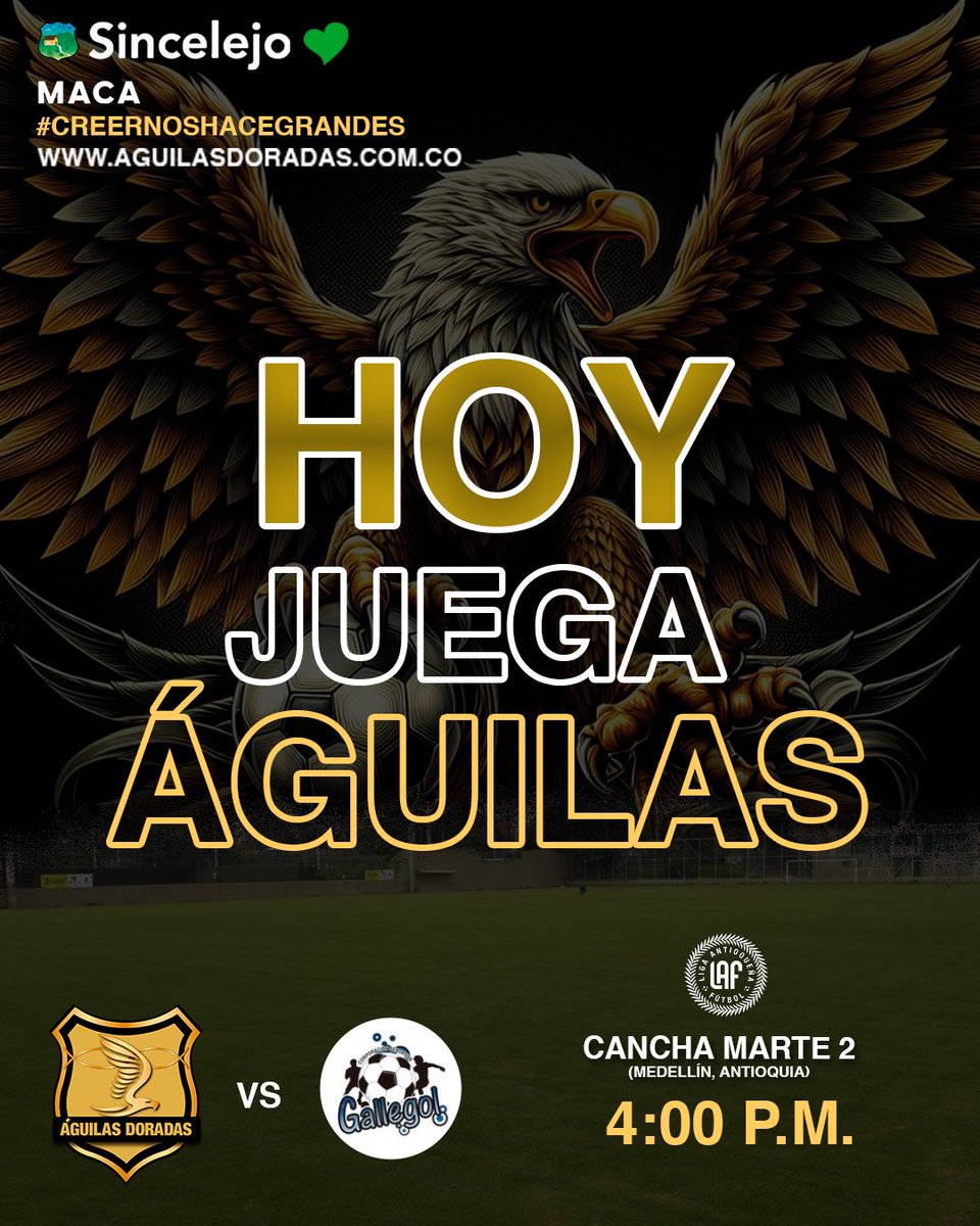 AguilasDoradas's tweet photo. #FuerzasBasicas | Vamos con todo el apoyo para nuestra categoría primera A ¡por la victoria muchachos! ⚽️🦅
#ElVueloALaGloria #CreerNosHaceGrandes #NidoDeSoñadores #LigaDepartamental #Colombia https://t.co/b88a3mtmuP