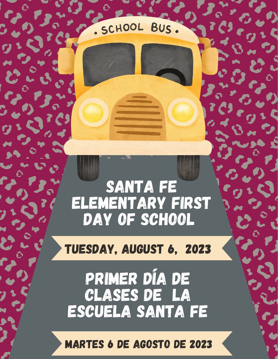 SantaFeCISD's tweet photo. 🐾 Doors open at 8:15 am 
🐾 Nuestras puertas abren a las 8:15 am https://t.co/Vlz08zjZuv