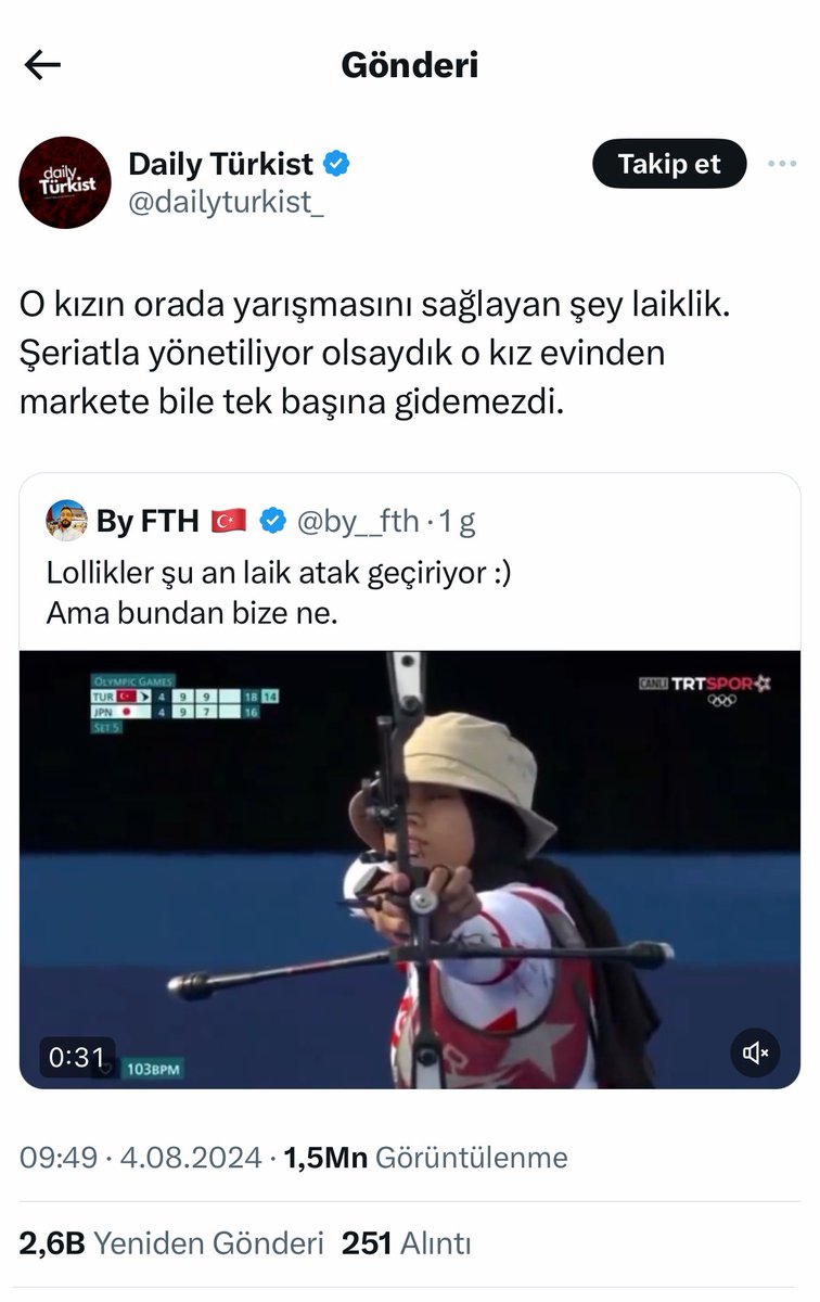 BayOsmanoglu's tweet photo. Sporcumuzun başörtüsüyle olimpiyatlara katılmasının tek sebebi laiklik değil Erdoğan'ın getirdiği özgürlüktür zira CHP yönetseydi ülkeyi kapalı olduğu için olimpiyata değil okula dahi gidemezdi.

Yine Gebermiş #WhatsApp Kim Woo-jin Turan Orduları Başkomutanı #ErdoğanınYanındayız https://t.co/T9JS3bQIGA