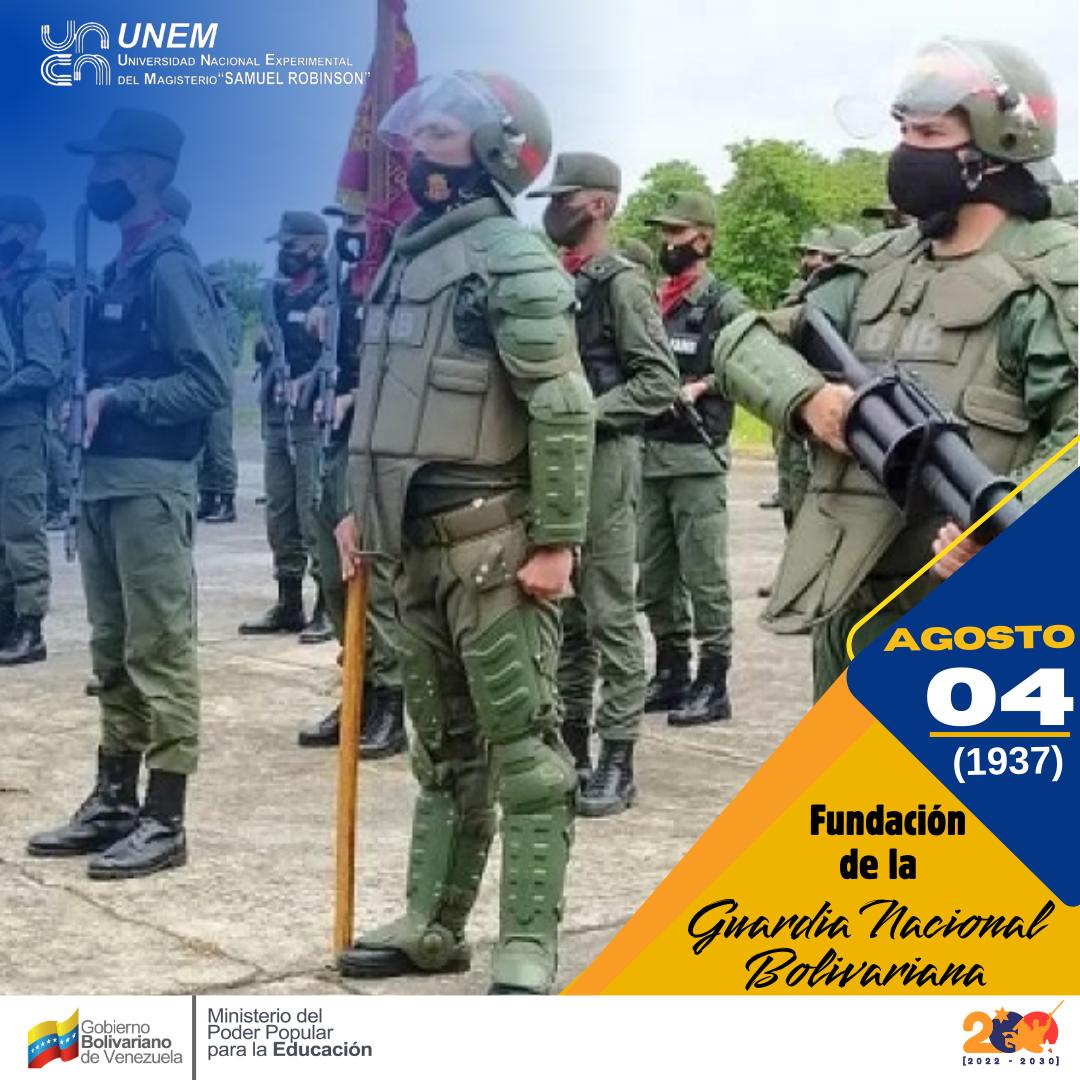 SomosUnem's tweet photo. #Efeméride|Hoy conmemoramos el aniversario N.° 87 de la Guardia Nacional Bolivariana💂‍♂️(GNB). Desde la #UNEM felicitamos a todos los hombres y mujeres valientes que conforman esta grandiosa institución y que se encargan de proteger el bienestar de los ciudadanos, así como del país https://t.co/XDwk9vCjpj