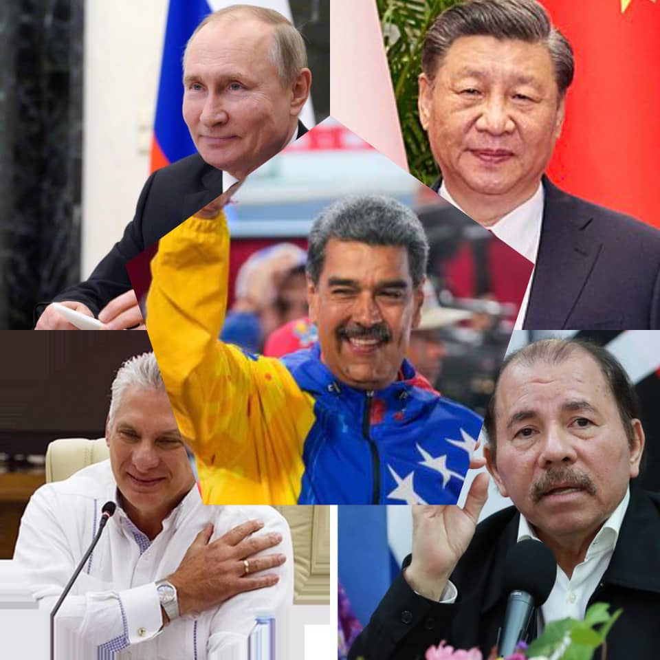 No importa como sea el sistema electoral, si un gobierno no responde a los intereses de Estados Unidos será llamado dictadura. 

En la foto cinco Presidentes que día a día hacen Patria.