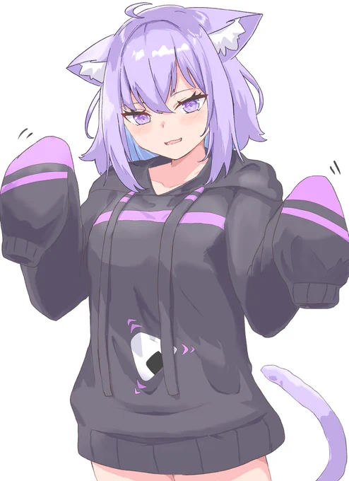 おにゃにゃのパーカーおっきいねぇ〜 #絵かゆ 