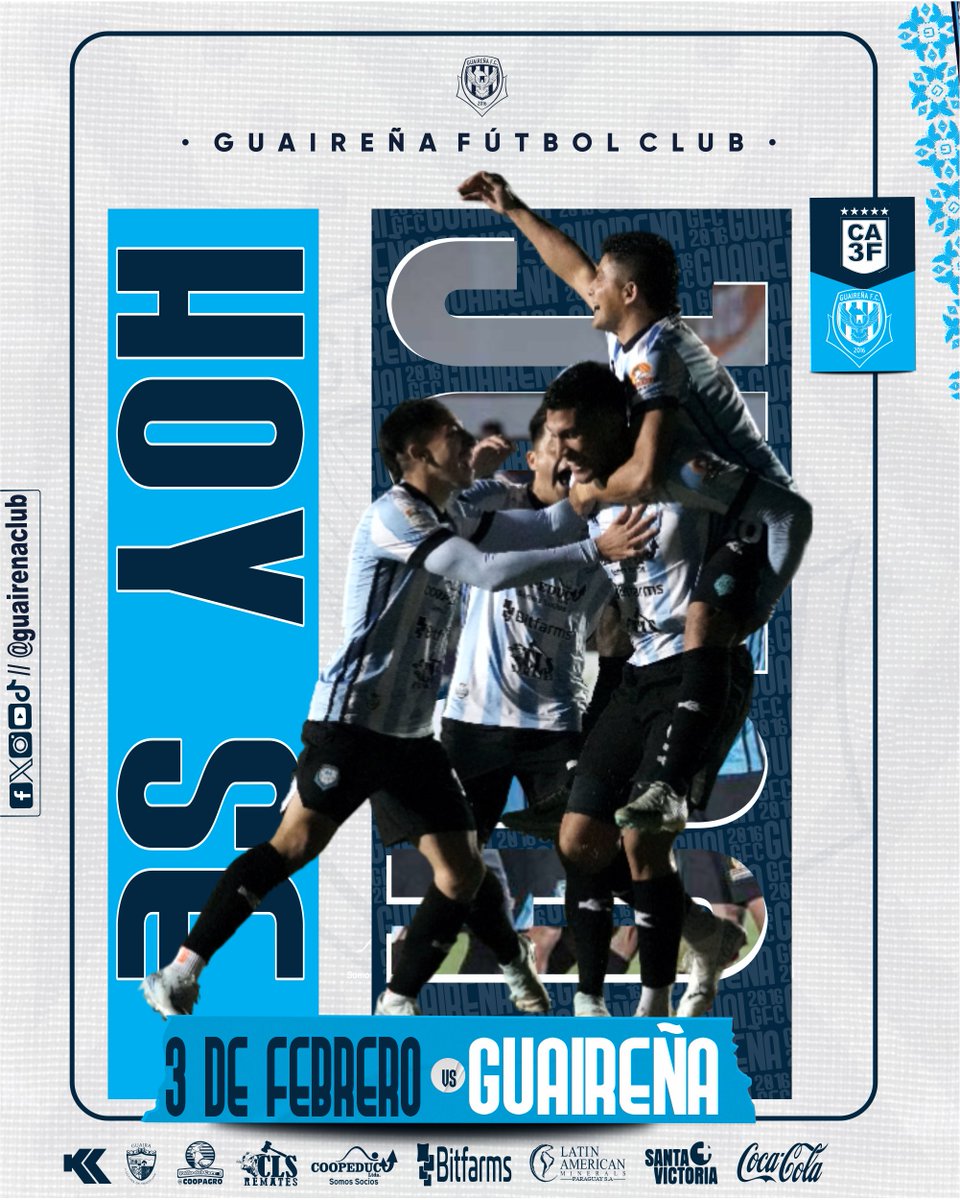 GuairenaClub's tweet photo. 𝗛𝗢𝗬 𝗦𝗘 𝗝𝗨𝗘𝗚𝗔! ✅
⚽️ #DivisionIntermedia
🆚 3 de Febrero
📆Domingo 04
🕔 10:00Hs
🏟️ Estadio Antonio Aranda
📺 Tigo Sport
#GuaireñaFc
#MásGuaireñoQueNuncae https://t.co/WCYwebmjNY