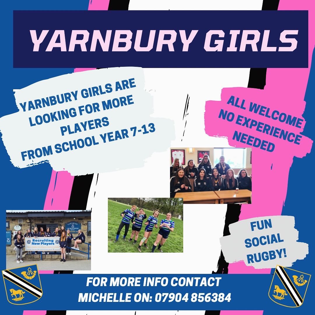 YarnburyRFC's tweet photo. 🔵⚫️⚪️Our Women’s &amp; Girls section are looking for new players! No experience necessary great coaches and facilities! #breakthemould #morethanoneteaminleeds #yorkshirerugby #womensrugby https://t.co/EuFmQYe14Y