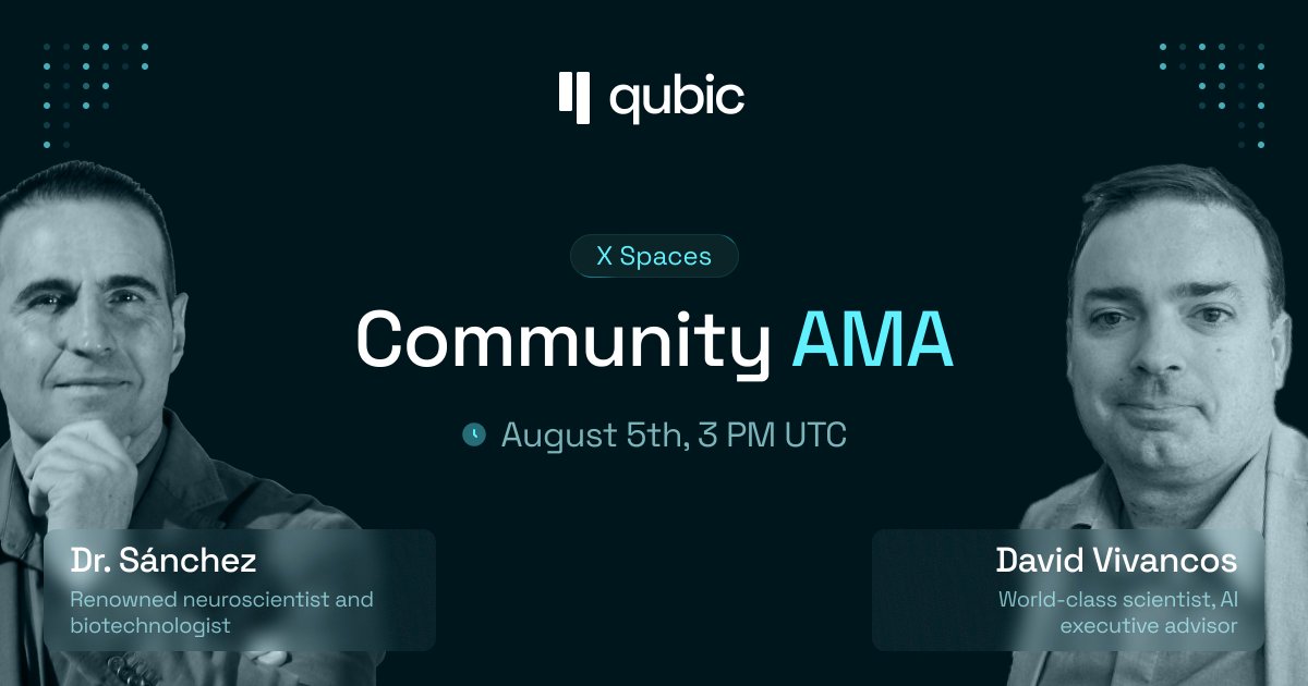 _Qubic_'s tweet photo. AMA Announcement

We are delighted to be hosting a Spaces with our two new scientists, who this week joined our Scientific AI Advisory Committee. Please remember to set a reminder and join us at 3pm UTC tomorrow. 

Comment with questions you would like our scientists to answer?👇

https://t.co/lREOHZBTyt