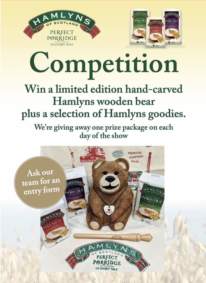 Hamlyns of Scotland (@hamlynsoats) on Twitter photo It’s a perfect day for the <a href="/turriffshow/">Turriff Show</a>. Come and see us in the EQ Food and Drink Pavilion for our special show offers and enter our competition to win one of our hand-carved wooden bears.
#turriffshow It’s a perfect day for the <a href="/turriffshow/">Turriff Show</a>. Come and see us in the EQ Food and Drink Pavilion for our special show offers and enter our competition to win one of our hand-carved wooden bears.
#turriffshow
