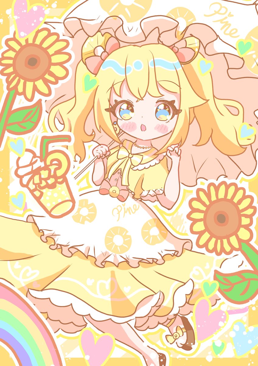 「黄色い夏 #創作 #創作イラスト」|こた猫🐱 🎤🎨3/10~/16colorful＆dreamy原宿デザインフェスタギャラリーのイラスト