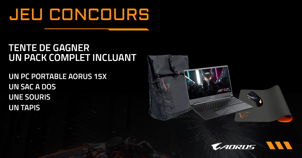 💥 JEU CONCOURS 💥

Tente de gagner un pack AORUS ! 😎

Pour participer : 
- Follow <a href="/FnK_BF/">FNK</a>, <a href="/grosbill_com/">Grosbill</a> &amp; <a href="/AORUS_France/">AORUS France</a>
- RT la publication

📅TAS : 15/08

Découvre le pack complet ici 👉 rb.gy/72oqd1

Règlement : shorturl.at/7t8d9