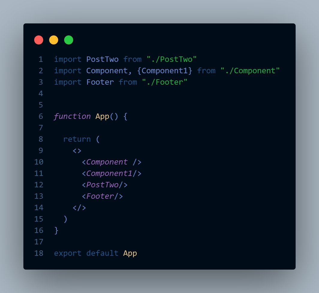 mussa_chitemo's tweet image. Day 03 of #30daysOfReactjs
Learned about,
⚡ Component 
⚡ Component usability.
⚡ Export and import (ES6)
⚡ Export multiple components, variable and functions
⚡Import multiple components, variable and functions in (ES6)
⚡ Fragments.