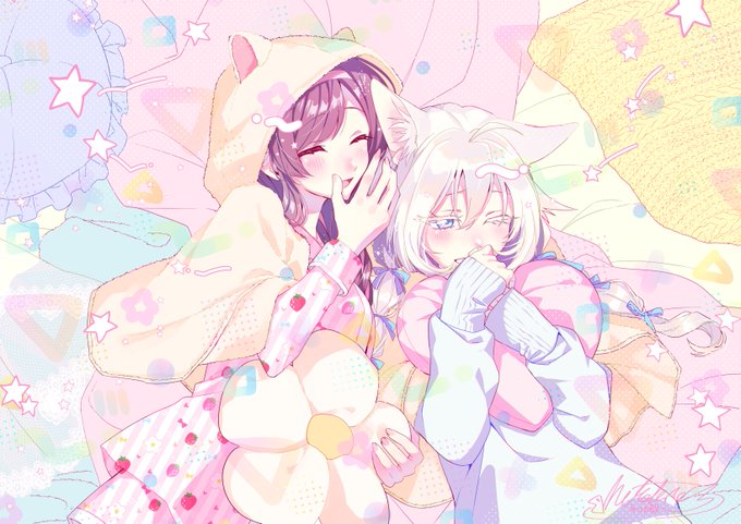 「pajamas white hair」 illustration images(Popular)｜3pages