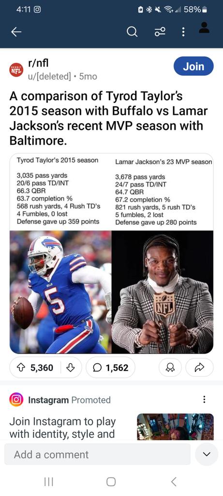 AgentAusten's tweet photo. @Pappy1sland @TheThomasDeLaus MVP trophies are cheap nowadays. They gave Lamar a trophy for 3500 yds and 29 TDs. Those weren't top 10 numbers when Tyrod Taylor did it https://t.co/7Kuzfdyz0q