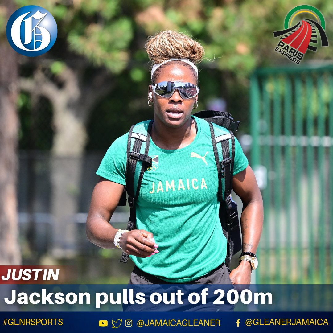 JamaicaGleaner's tweet photo. Back-to-back world 200-metre champion Shericka Jackson will not contest the event at the Paris Olympic Games. Ahead of her heat this morning, it was announced that Jackson would not face the starter.

#GLNRSports
#ParisExpress
#ParisOlympics https://t.co/qM18T7MR2v