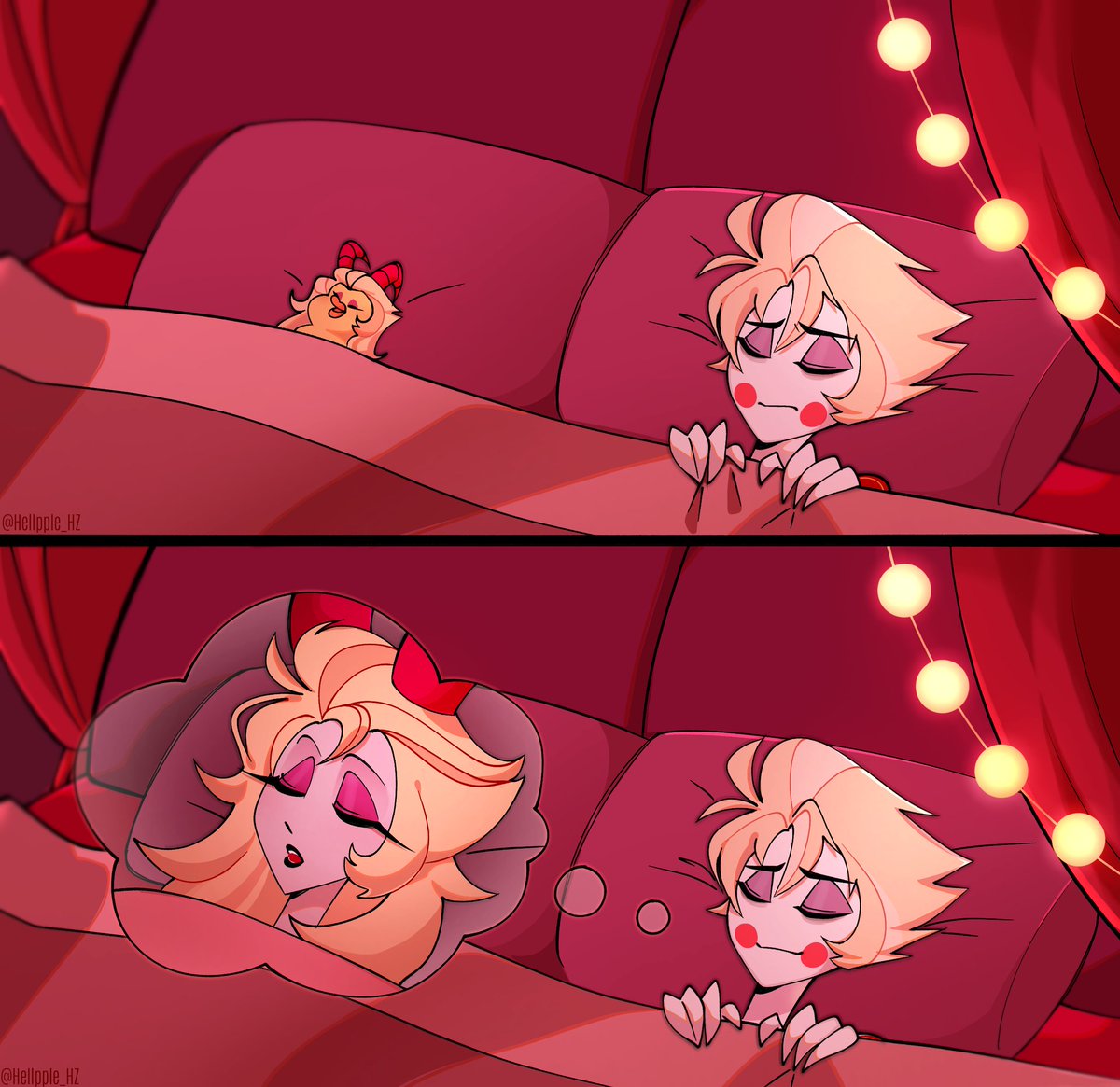 Hellpple_HZ's tweet image. dreamy night 
#HazbinHotelLucifer #Lucilith