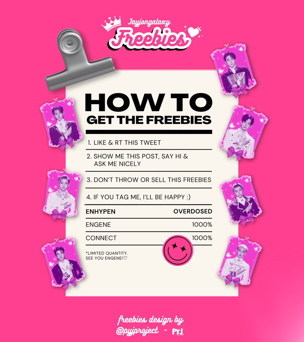 jayjongalaxy's tweet photo. ₊˚⊹♡ freebies by @jayjongalaxy 

📍ICE BSD Hall 1-2 
📅 August 17-18 2024
⏰ TBA

♡ first come first get, limited quantity!
♡ can’t choose member (RANDOM) 

see you engene! ₊˚⊹♡ 
freebies design by @pyjproject 

#FATEPLUS_IN_JAKARTA #ENHYPEN https://t.co/wZ4ipMPG73