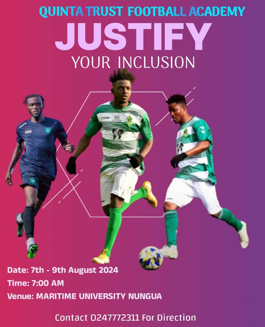 _QuintaTrust's tweet photo. 🚨An Opportunity to Join the Griffins 

📝We are Excited to Announce our 2024/25 Season Justify Your Inclusion Exercise ⚽️🏃‍♀️
 
ℹ️ Contact 0247772311 for directions. Details Below👇🏻 #Showcase #Talent #Opportunity #Youth #Hope #Career #Journey #Development #Winning #PurposeDriven. https://t.co/CUx3cSueRF