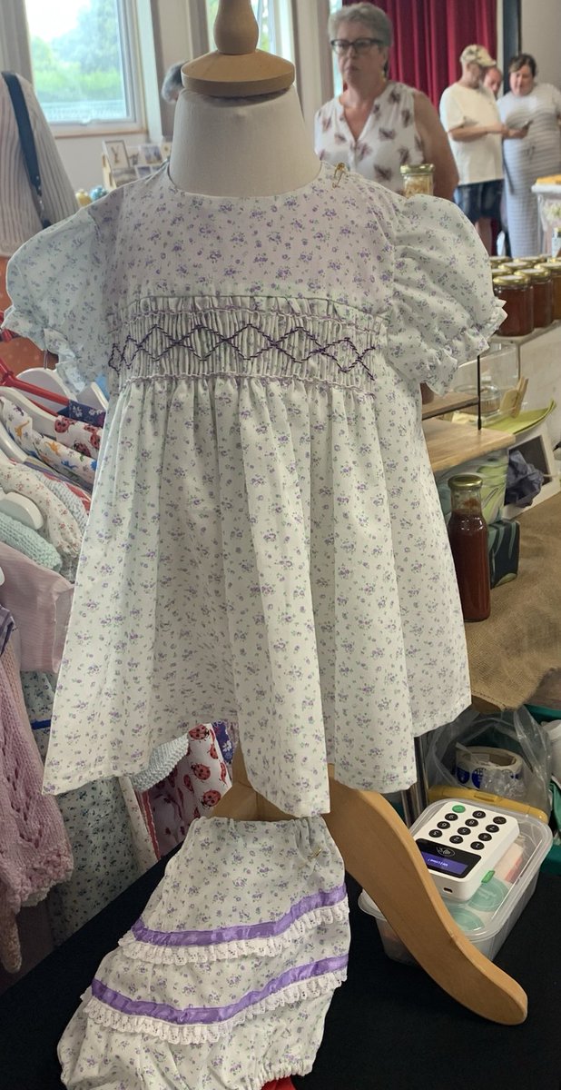 rbeccabeneworth's tweet photo. Last outing for my summer stock. Next month it will be woolly jumpers, warm joggers and winter capes. #sidehustle #craftfair #needlecraft #handsmocking https://t.co/ykRY0UKkAJ