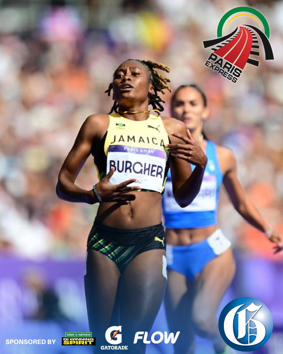 JamaicaGleaner's tweet photo. Niesha Burgher from Jamaica qualifies for the women's 200M semi-finals behind the USA's Gabrielle Thomas in a time of 22.54 seconds at the Paris Olympic Games. 

📸: Gladstone Taylor

#GLNRSports
#ParisExpress
#ParisOlympics https://t.co/Y5KPVJg2wr