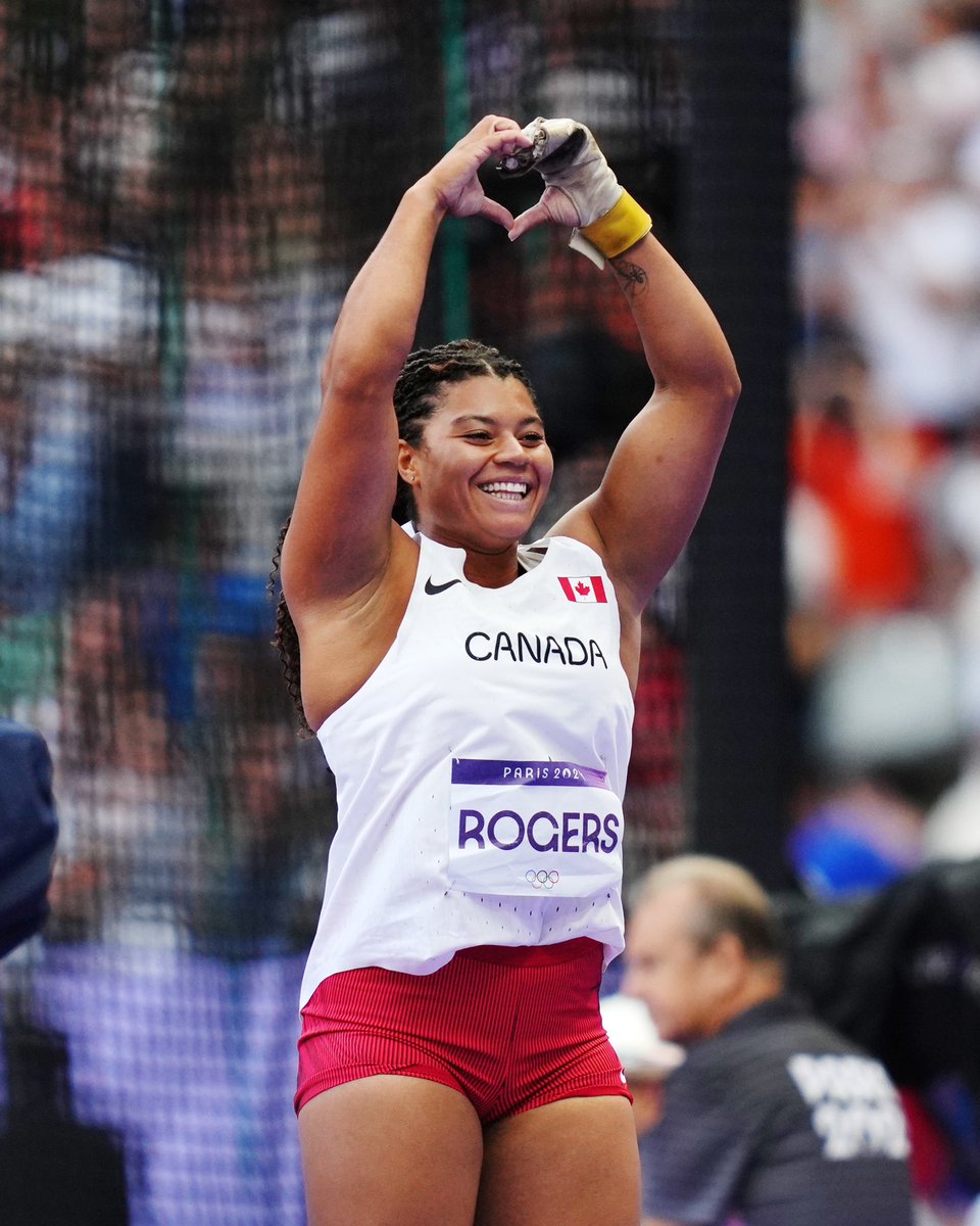 OLYMPIC FINALS BOUND ‼️

Camryn Rogers is straight through to the Women’s Hammer Throw final after a throw of 74.69m to top Group A 🇨🇦💥

#Paris2024 #Olympics 

📸: Mark Blinch/COC